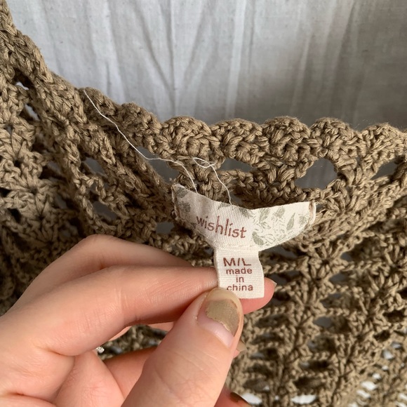 Wishlist Brown Crochet Cropped Tank Top Women Sz M/L - Picture 3 of 4